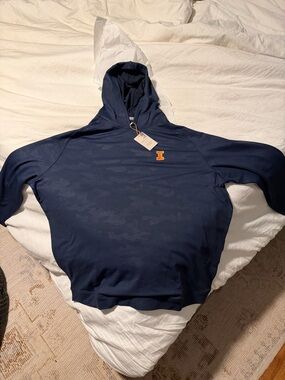 Peter Millar XL Illini Hoodie Navy Pullover Hooded Sweatshirt